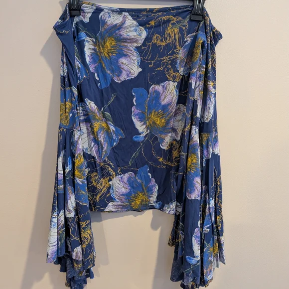 We The Free Free People Floral Off-Shoulder Bell Sleeve Top Whimsical Fairy Y2k - Picture 5 of 8